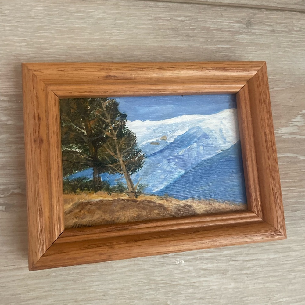 Original mountain painting. Signed. Colorado.  Wood frame. Vintage